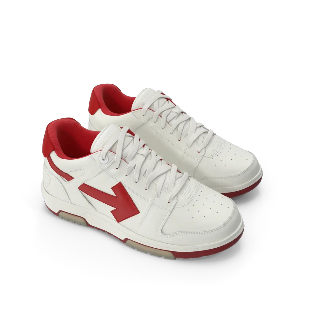 Sports Sneakers Off White & Red - Image 2